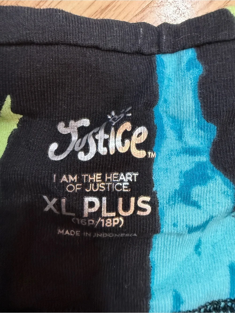 Justice Girls XL Plus 16P/18P Biker Shorts Black Neon Abstract Colorful